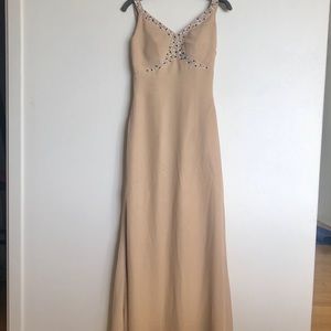 NWT Champagne Beaded Low Back Gown